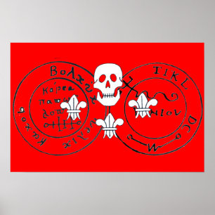 SKULL OCH FLEUR DE LISE/PIRATER TREASURE KARTOR, POSTER