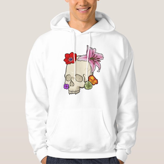 Skull och Flora Hoodie (Framsida)