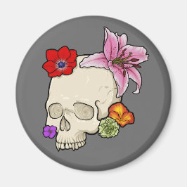 Skull och Flora Magnet