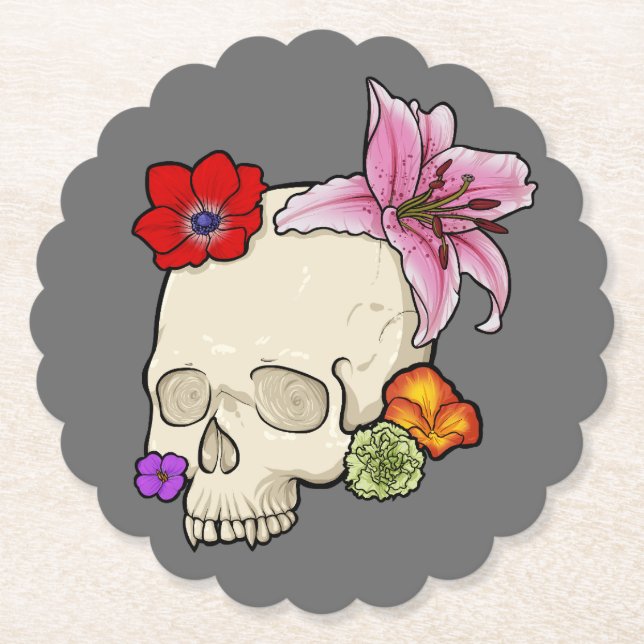Skull och Flora Underlägg Papper (Framsida)