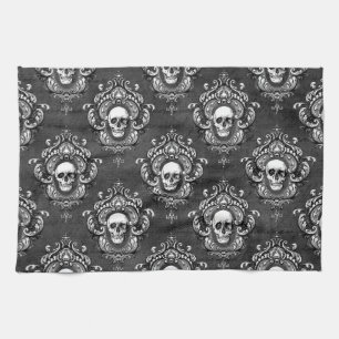 Skull och Grått Gothic Kökshandduk