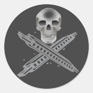 Skull- och Harpbone-stekcker Runt Klistermärke