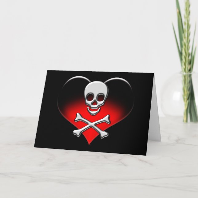 Skull- och hjärtkort för Valentineser Helgkort (Framsida)
