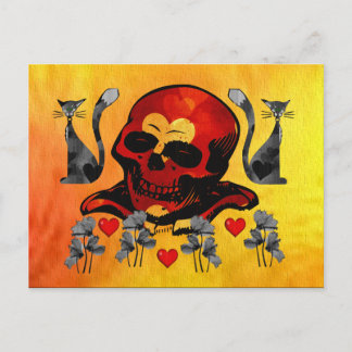 Skull och katter vykort