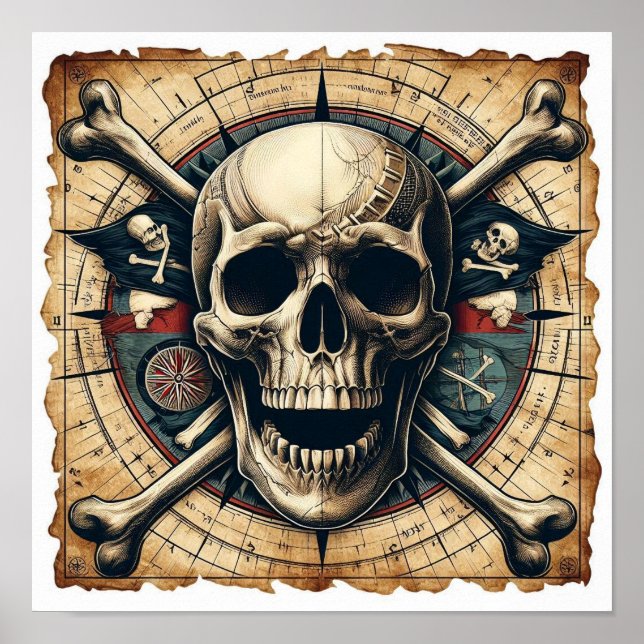 Skull och Kor-boner som seglar under Frakt 2 Poster (Framsidan)