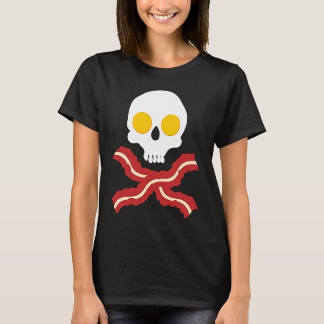 Skull och korsade boner Bacon i ägg T Shirt (Framsida)