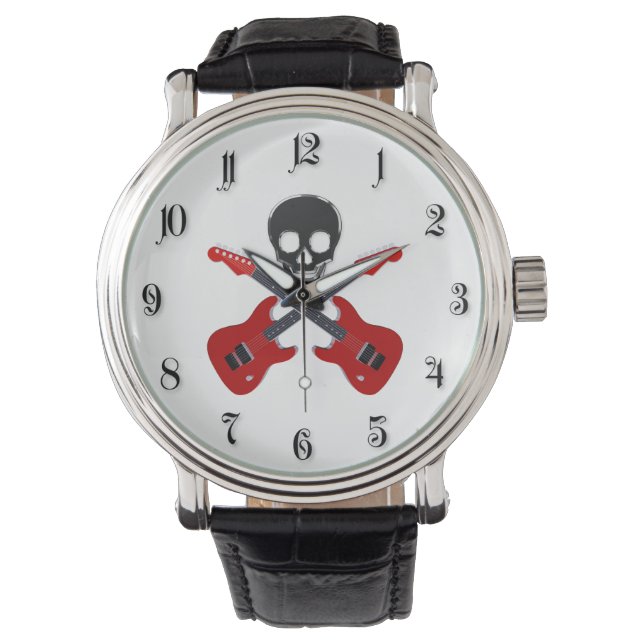 Skull och korsade gitarrer armbandsur (Framsida)