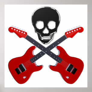 Skull och korsade gitarrer poster