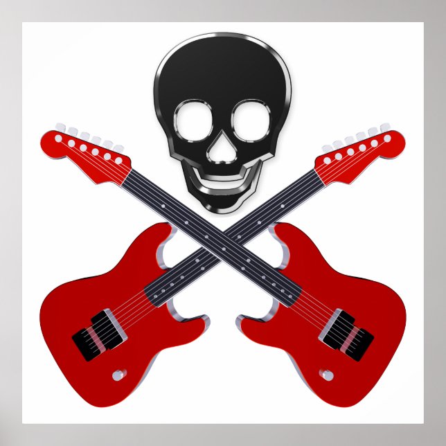 Skull och korsade gitarrer poster (Framsidan)