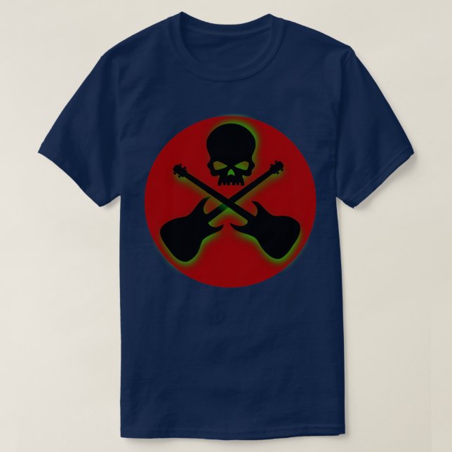 Skull och korsade gitarrer t shirt (Design framsida)