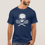 Skull och korsade racketar Tennis T-shirt<br><div class="desc">Skull och korsade racker tennis t-shirt med tryckt vit grafik.</div>