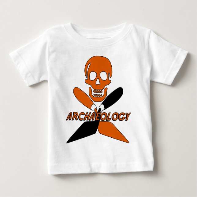 Skull och korsade Trowels-arkeologi Tee Shirt (Framsida)