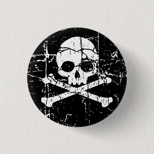 Skull och korsben, bearbetad, knapp
