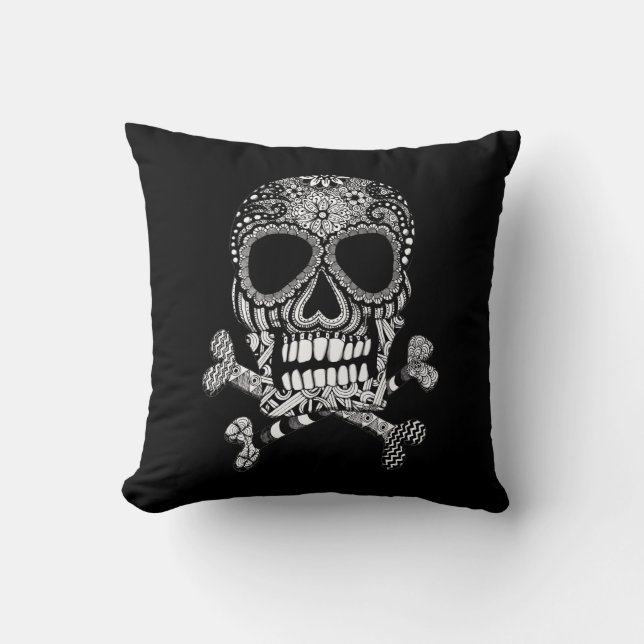 Skull och korsben Dekorativ kudde (Framsida)