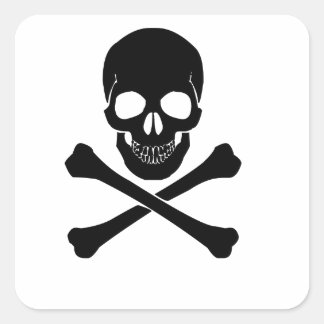 Skull och korsben fyrkantigt klistermärke