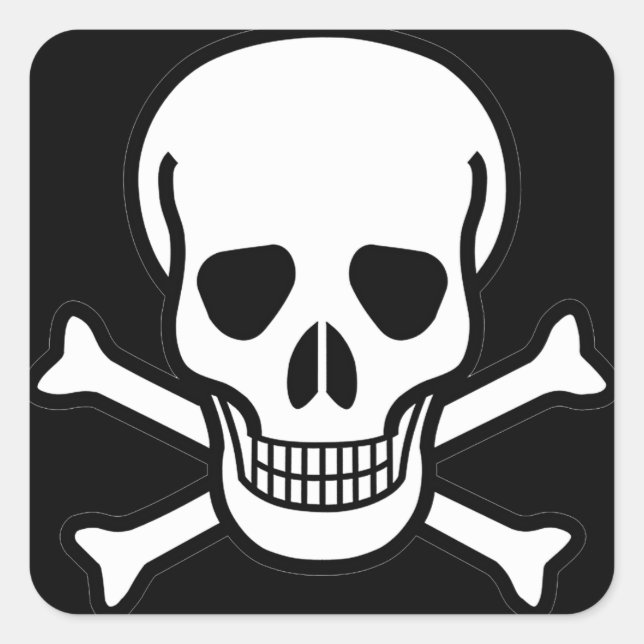Skull och korsben fyrkantigt klistermärke (Framsida)