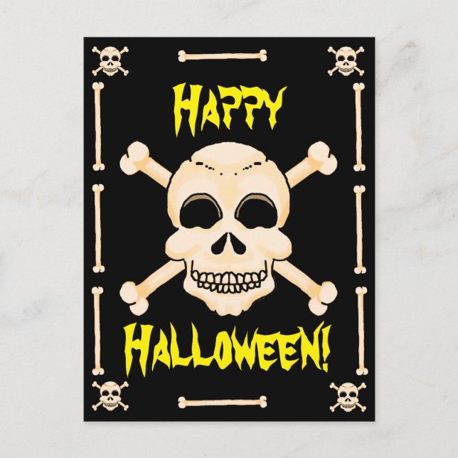Skull och korsben Halloween-vykort Vykort (Framsida)