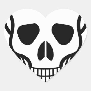 Skull och korsben hjärtformat klistermärke