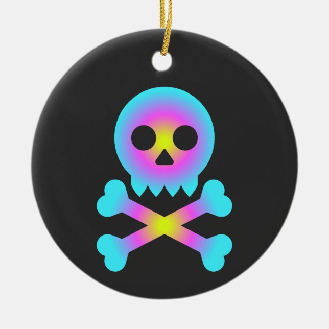 Skull och korsben julgransprydnad keramik (Framsidan)