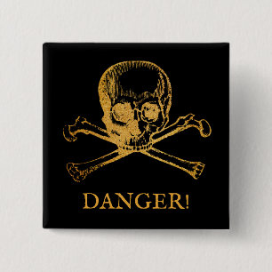 Skull och korsben Knapp ANPASSNINGSBAR GULD