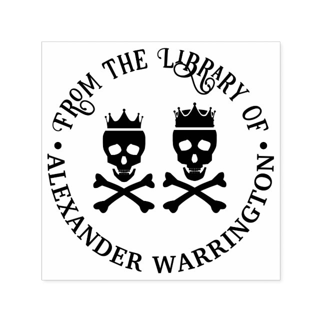 Skull och korsben Krävt par Bibliotek Bok Självfärgande Stämpel (Design)