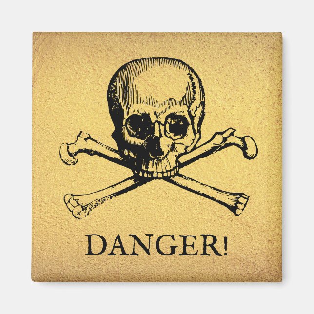 Skull och korsben | Magnet | ANPASSNINGSBAR | GULD (Framsidan)