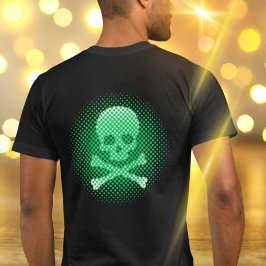 Skull och korsben Neon Grönt Coola Modern gotiic T Shirt