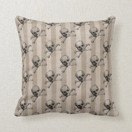Skull och korsben på Tan Stripe Kudde