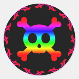 Skull och korsben Regnbåge Sticker Runt Klistermärke