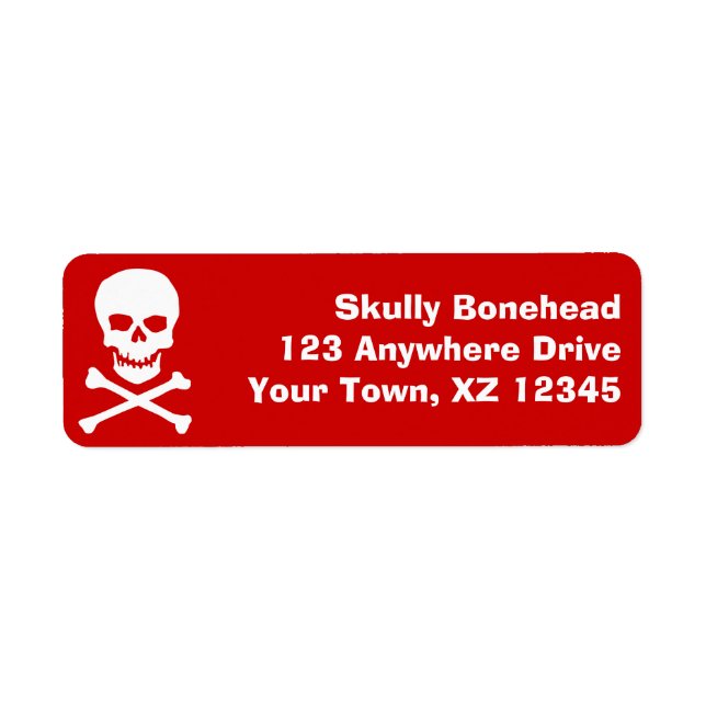 Skull och korsben returadress etikett (Framsidan)