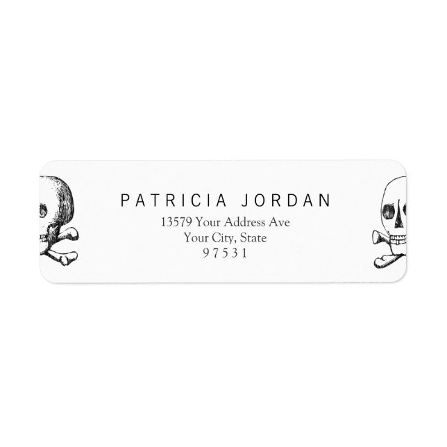Skull och korsben returadress etikett (Framsidan)