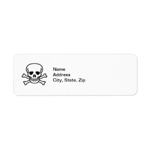 Skull och korsben returadress etikett