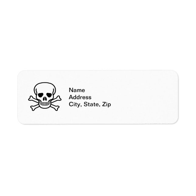 Skull och korsben returadress etikett (Framsidan)