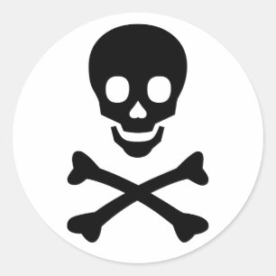 Skull och korsben runt klistermärke