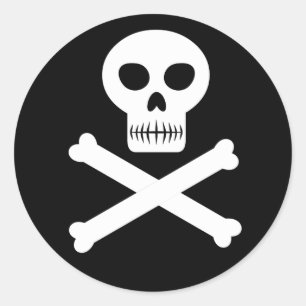 Skull och korsben runt klistermärke