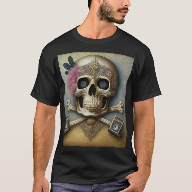 Skull och korsben Sten Tattoo T-shirts design (Framsida)
