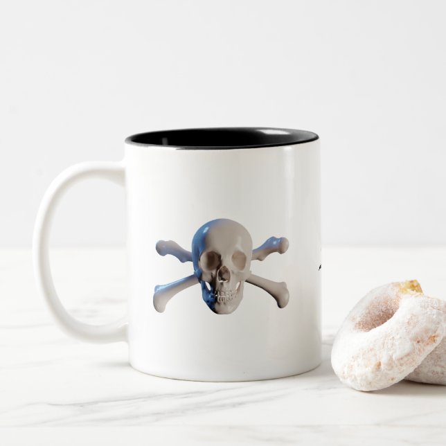 Skull och korsben Två-Tonad mugg (Med munk)