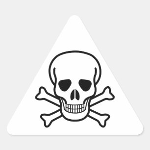 Skull- och korsbensetikett triangelformat klistermärke