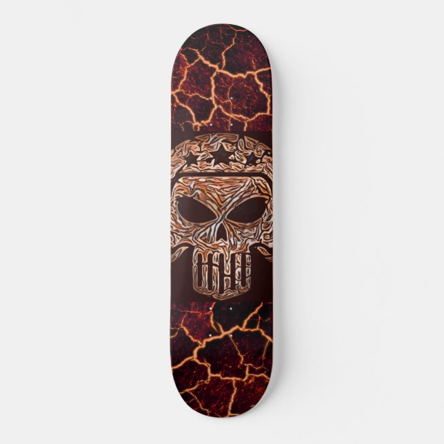 Skull och Lava Mini Skateboard Bräda 18,5 Cm (Framsida)