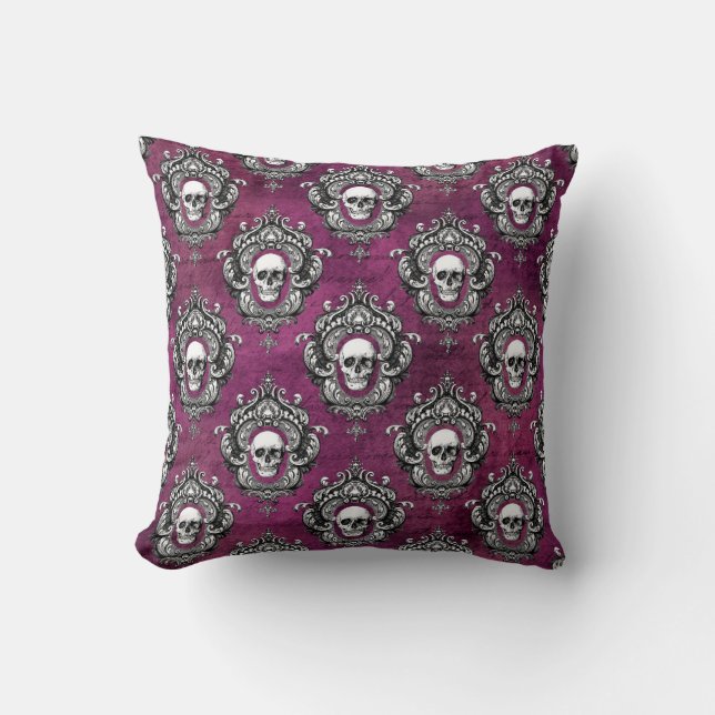 Skull och Lila Gothic Kudde (Framsida)