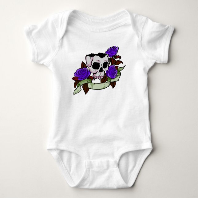 Skull och lila ro baby tee shirt (Framsida)