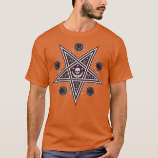 Skull och Måne på Esoteric Occult Pentagram Sign A T Shirt