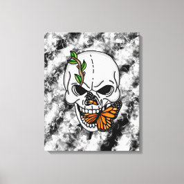 Skull och Monarch Butterfly Digital Art Canvastryck