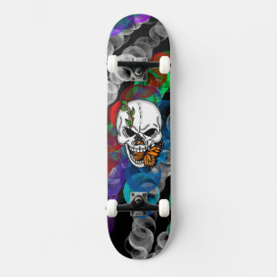 Skull och Monarch Butterfly Digital Art    Mini Skateboard Bräda 18,5 Cm