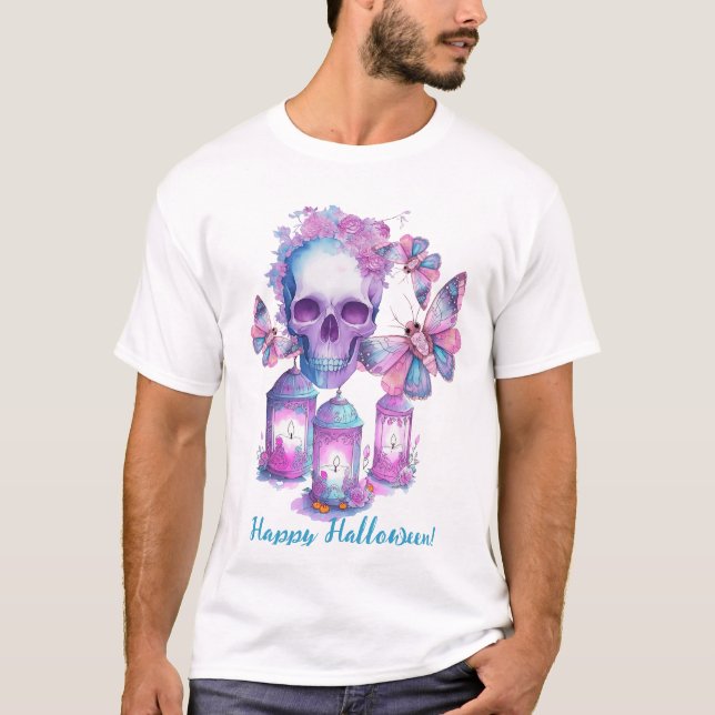 Skull och Moths Halloween T Shirt (Framsida)