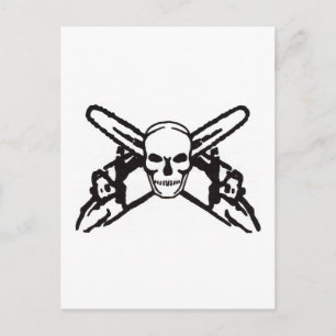 Skull och motorsågar vykort