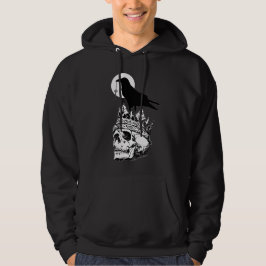 Skull och Raven Gothic Art Hoodie