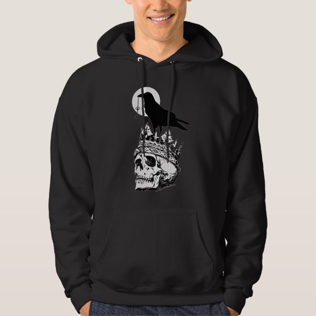 Skull och Raven Gothic Art Hoodie (Framsida)