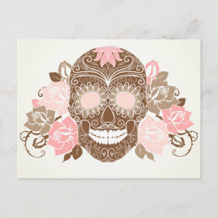 Skull och Ro, färgat Day of the dead-kort Vykort