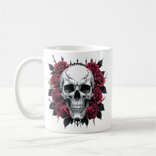 Skull och Ro gotiic Mugg Mörk Blommigt Skeleton